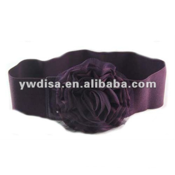 Wide Elastic Stretch Belt Purple Big Flower Elastic Belt